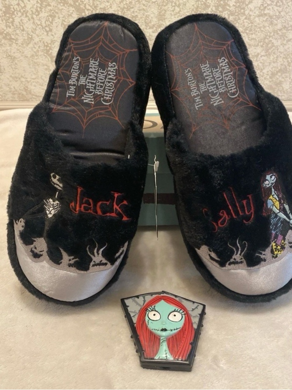 The Nightmare Before Christmas Vintage Jack & Sally Women's Black Slippers